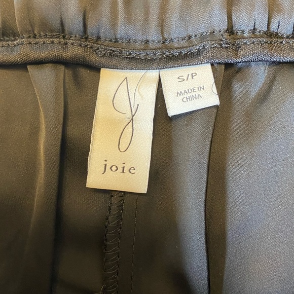 Joie Black Satin Tie-Waist Paperbag Waist Cropped Side Slit Wide Leg Size Small - Picture 2 of 10